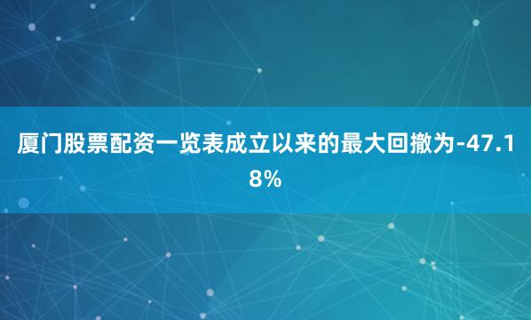 厦门股票配资一览表成立以来的最大回撤为-47.18%